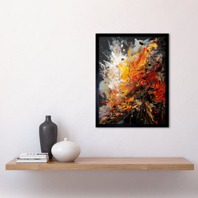Cubbindall Explosion White Orange Red Abstract - Single Picture Frame Print