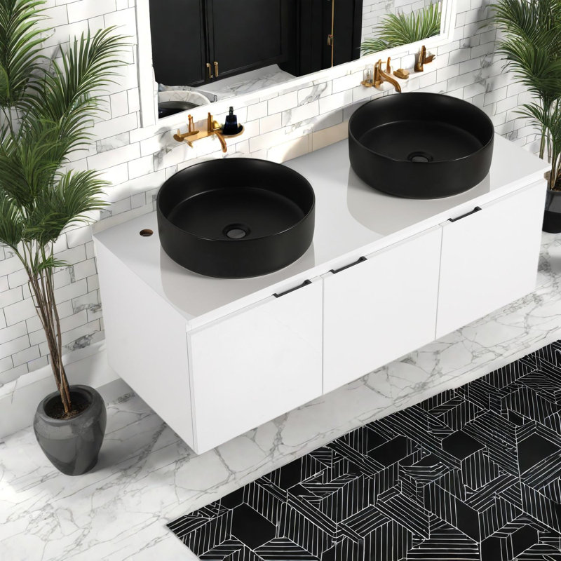 Wall Mounted Single Double With Stone Top