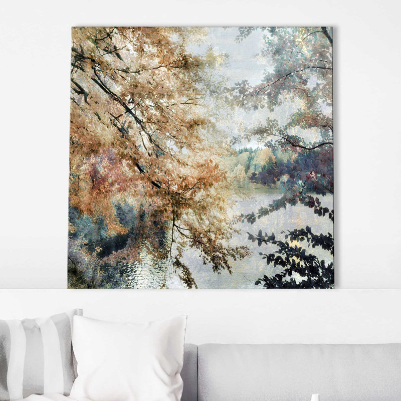«Spring Talking» par Irene Weisz - Peinture, L 18 po x H 18 po, Toile tendue