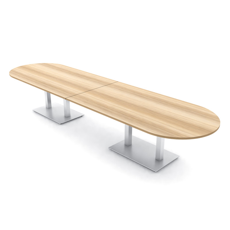 Table de conférence Racetrack, L 168 po x l 48 po, Blond blond cendré, Noir mat