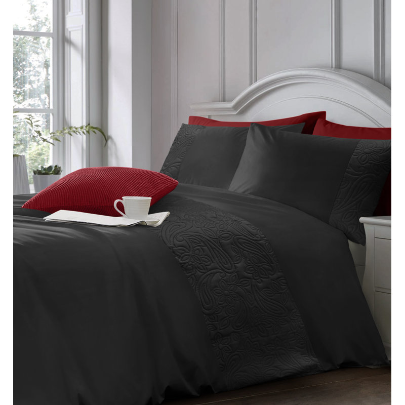 Annielaurie Solid Colour Duvet Cover Set, King, Black