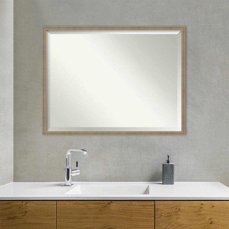 Miroir mural Merima, Rectangle, 31,75 po x 41,75 po, Brun clair