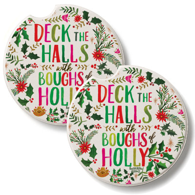 Ensemble de 2 sous-verres en pierre Boughs of Holly