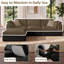 Canapé modulaire en forme de L avec repose-pieds de 108,2 po Cloud, canapé modulaire en forme de L avec repose-pieds 3 places, aucun assemblage requis-131878265