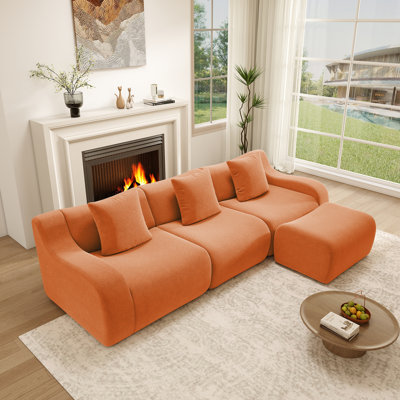 Canapé modulaire en tissu 3 pièces avec accoudoirs courbés et accoudoirs incurvés Boneless Teddy