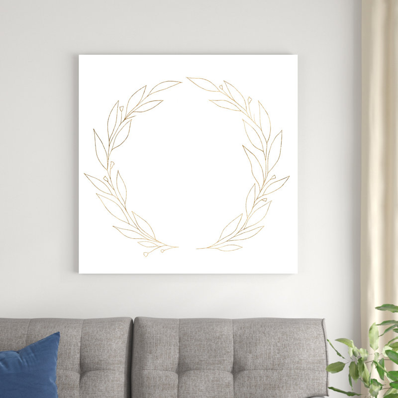 «Wreath in Gold I» par Annie Warren - peinture sur toile tendue, H 36 po x l 36 po