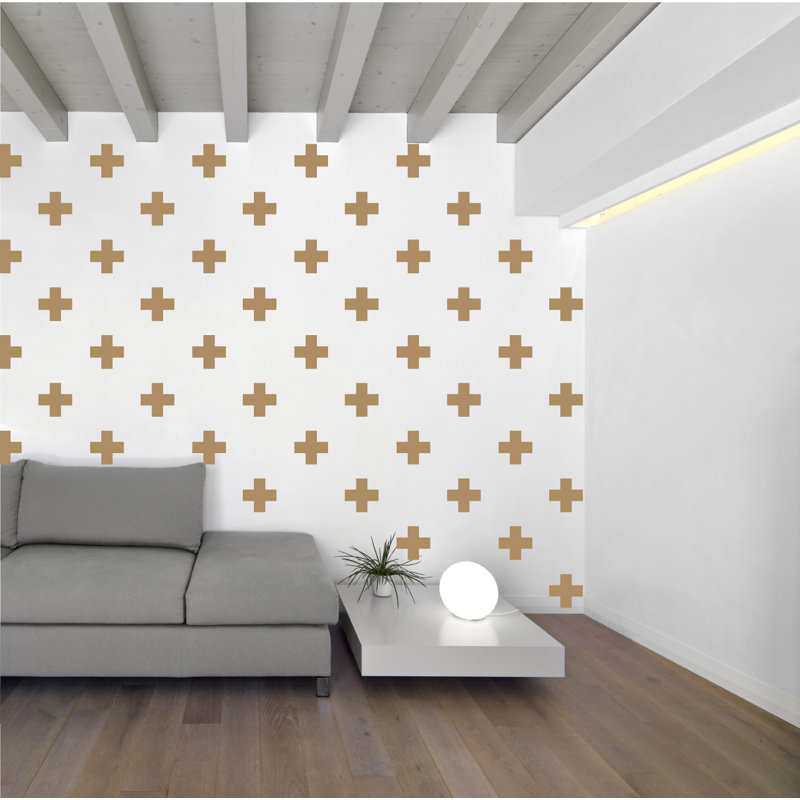 Décalcomanie murale à motifs croisés suisses, Brun pâle, H 3 po x l 3 po x P 0,01 po