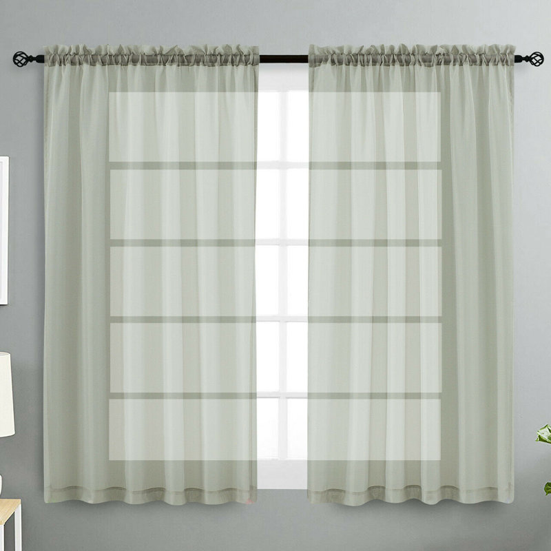 Rideaux transparents avec passe-tringle Dima, Argent, l 52 po x L 45 po