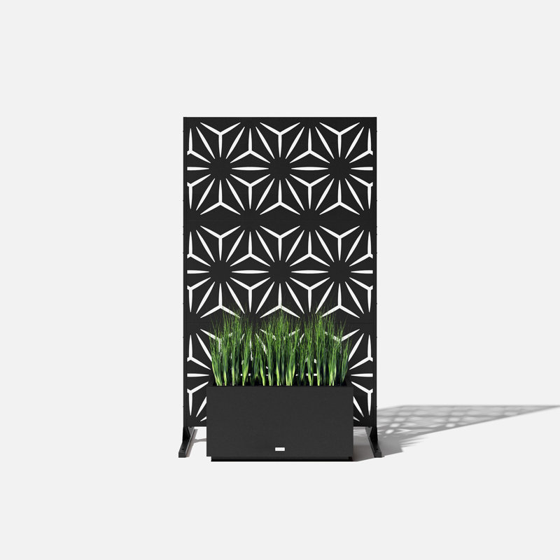 Star Pattern Black Steel Outdoor Privacy Screen