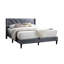 Lit double avec revêtement en velours gris élégant, tête de lit de style moderne, pas de sommier tapissier contemporain avec motif géométrique idéal pour la détente dans la chambre à coucher