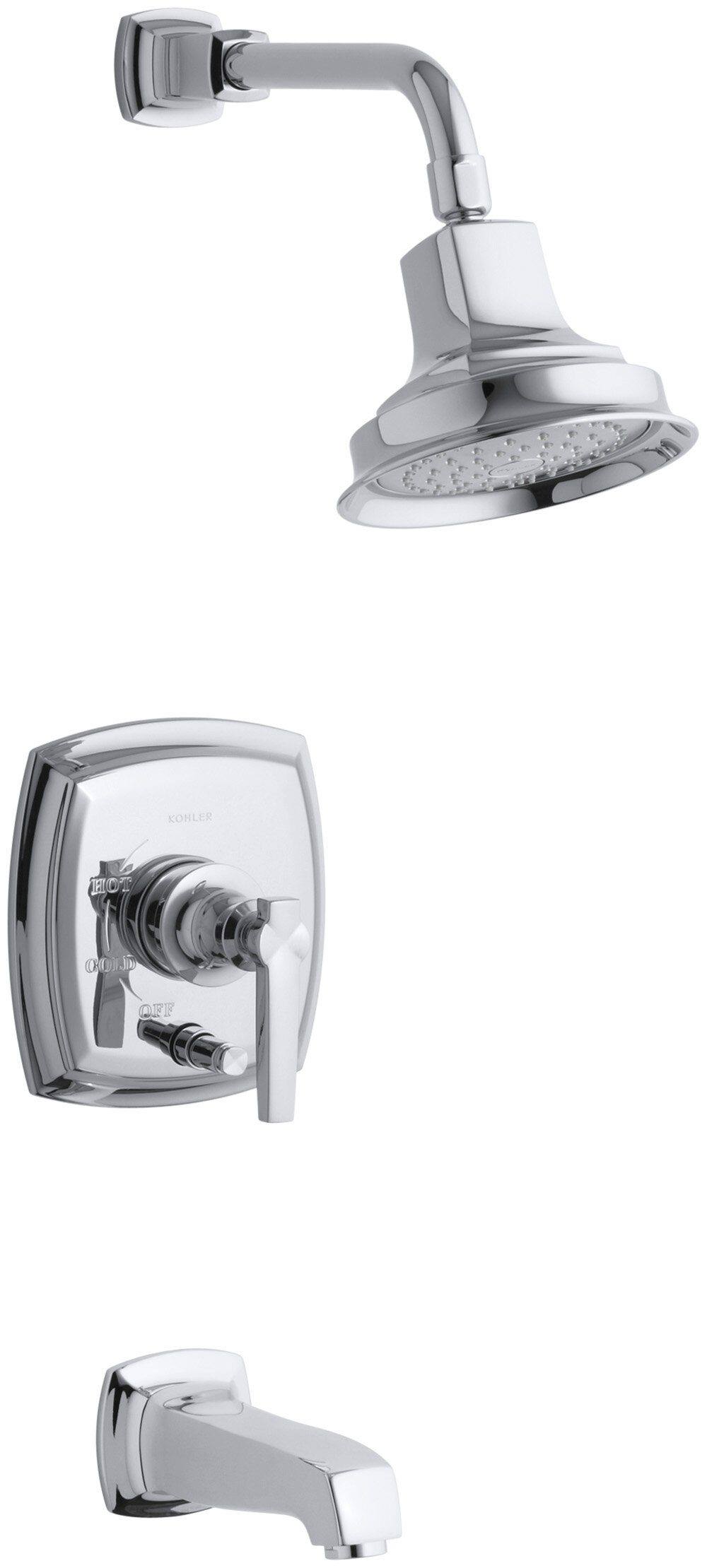 K-T16233-4-CP,BN Kohler Margaux® Rite-Temp Pressure-Balancing Bath and  Shower Faucet Trim with Push-Button Diverter and Lever Handle, Valve Not  Included Wayfair