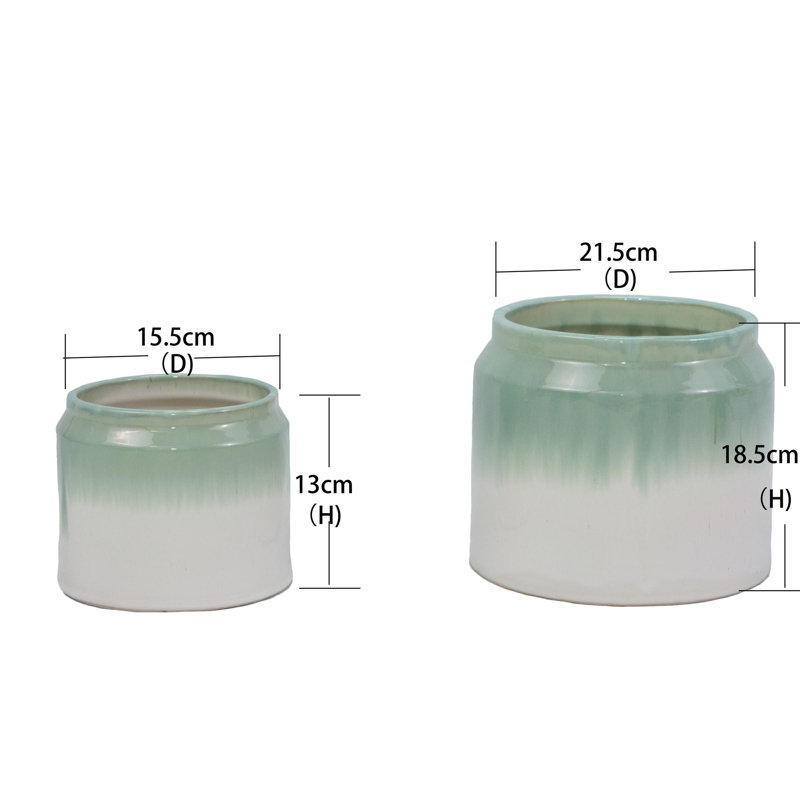 High-quality ceramic flower pots, White/Green