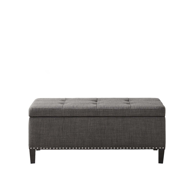 Banc de rangement capitonné à fermeture douce, Gris anthracite