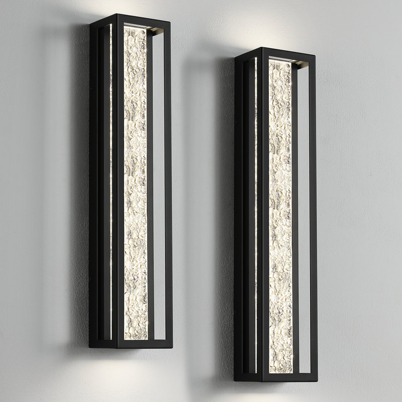 Dimmable Wall Sconces: Modern Water Ripple Rust And Corrosion Resistant Led Crystal Wall Lamps, Matte Black