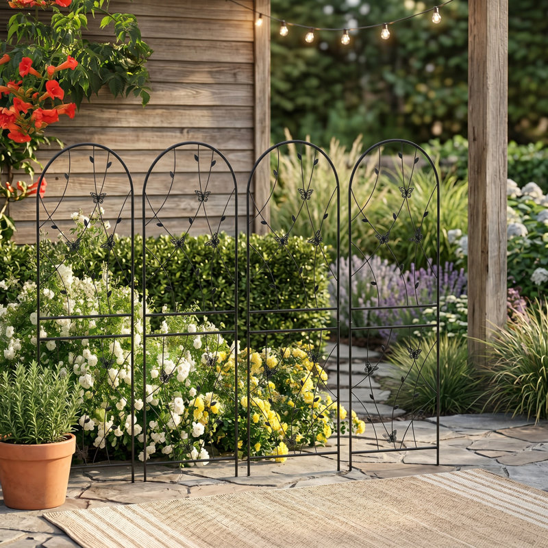 Paquet de 4 treillis de jardin en métal antirouille pour plantes grimpantes