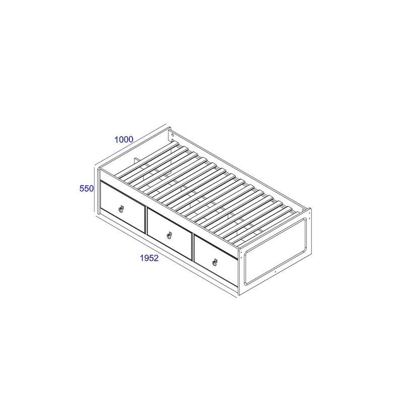 Apache single bed size Cabin Bed, with 3 Large Storage Drawers, Single (3')