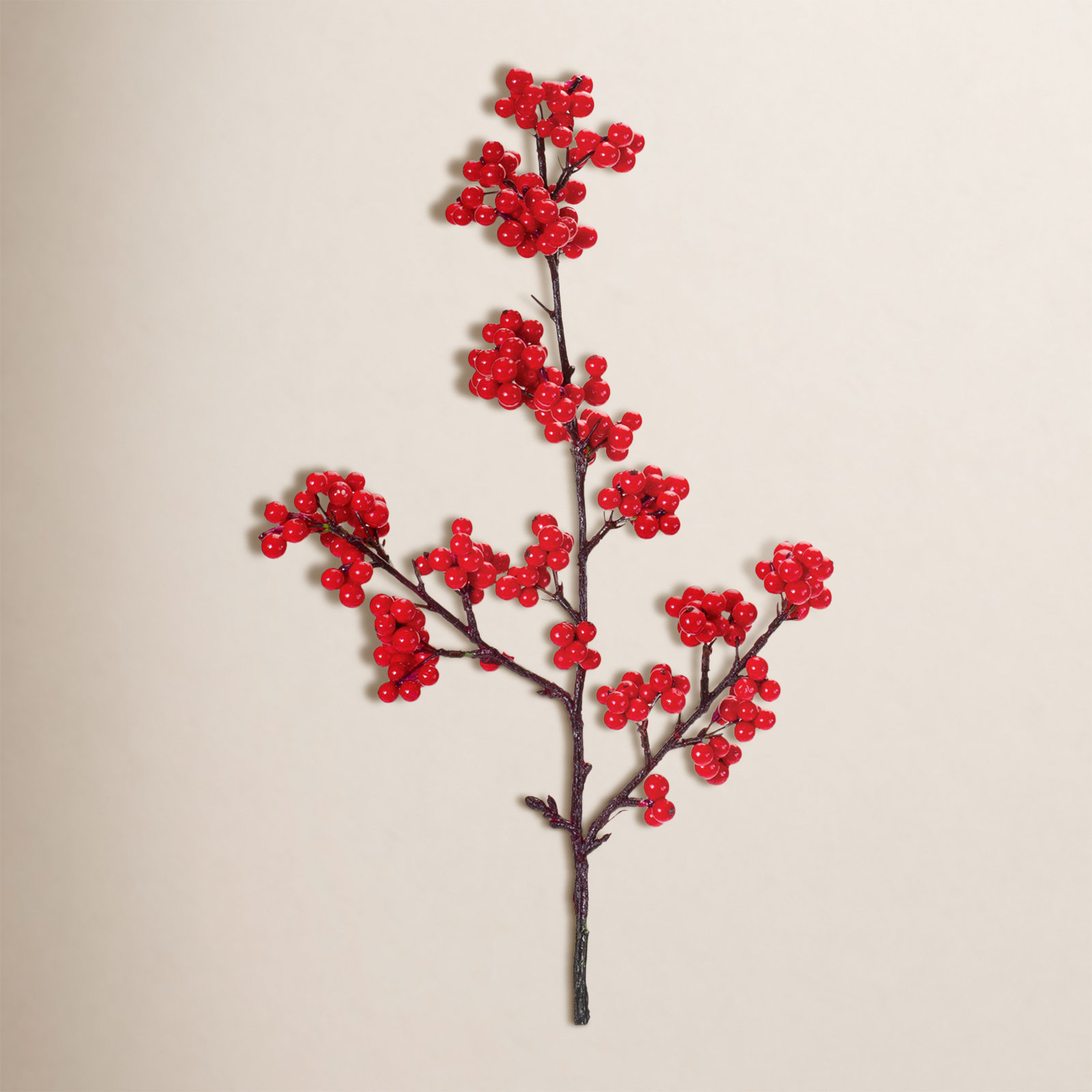 Berry Floral Stems, Red, 23" H x 3" W x 9" D