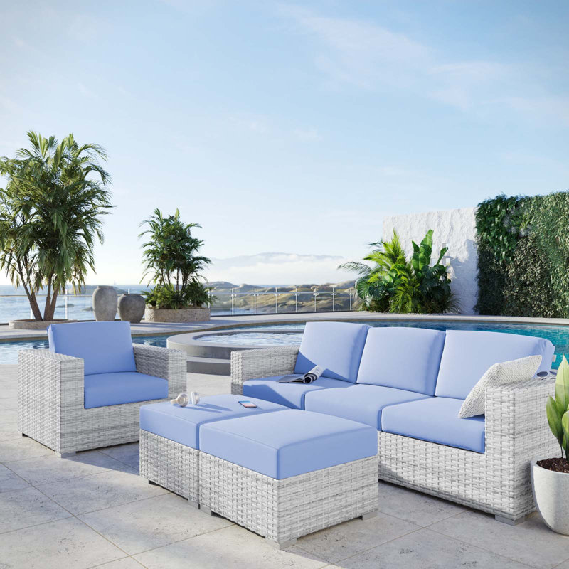 Convene 4-Piece Outdoor Patio Set, Light Blue