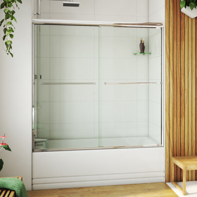 Leter - W x 55.375'' H Bypass Door Frameless Tub Door with