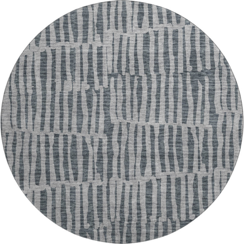 Premium Machine Washable Addington Charcoal Rug, Round 8' 