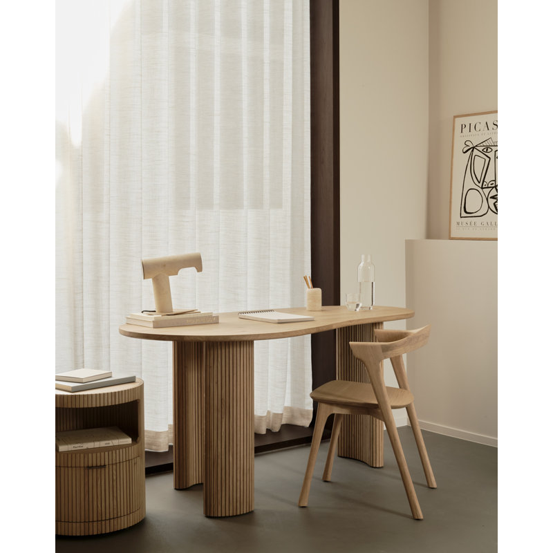 Boomerang Solid Wood Writing Desk, 29.5" H x 63" W x 32.7" D, Varnished Oak