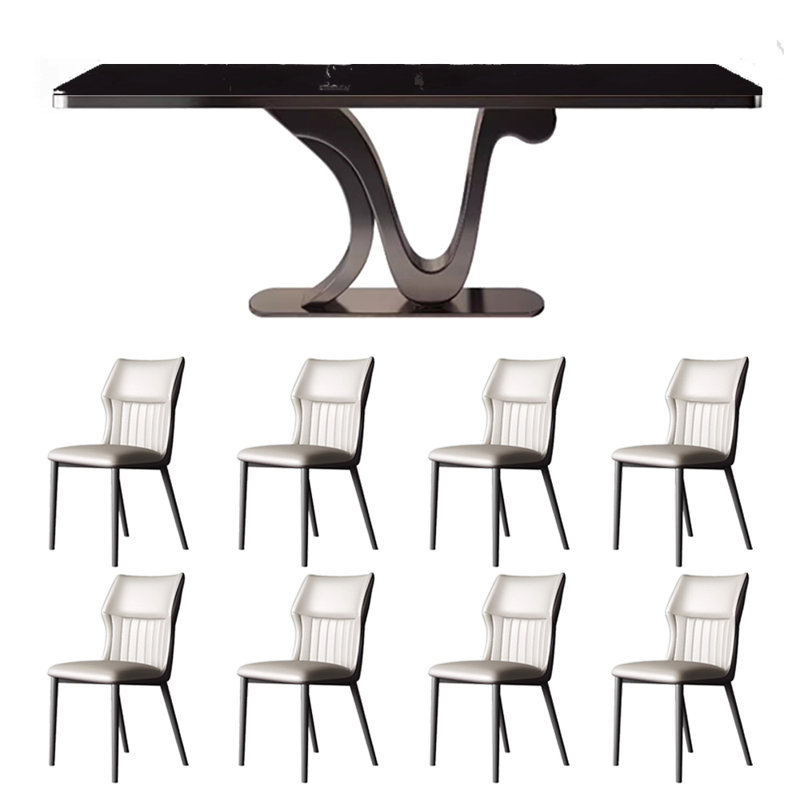 Nouvelle table et chaise de salle à manger rectangulaire simple, Noir, noir, noir, noir, H 29,5 po x L 78,7 po x l 35,4 po