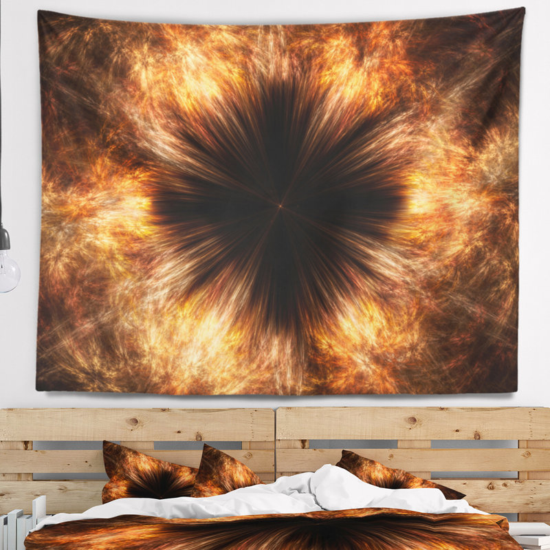 Tapisserie floral brun noir fractal, H 78 po x l 92 po