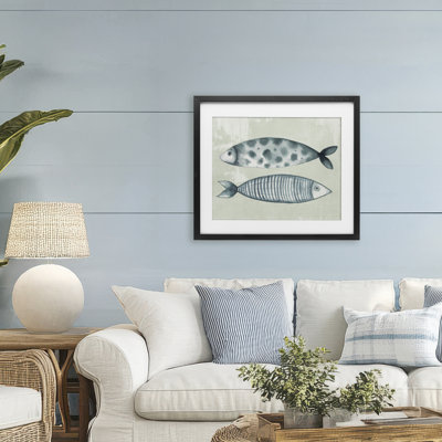Poisson à pois et rayé, reproduction sous verre, design par Eli Jones