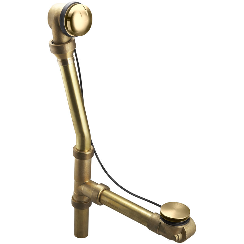 Siphon de baignoire Ã  pieds Â« Escale Bath Â» de 3,8 cm avec trop-plein, Or brossé éclatant de style moderne