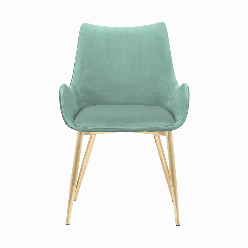 Chaise de salle à manger en tissu bleu sarcelle avec pieds, 1