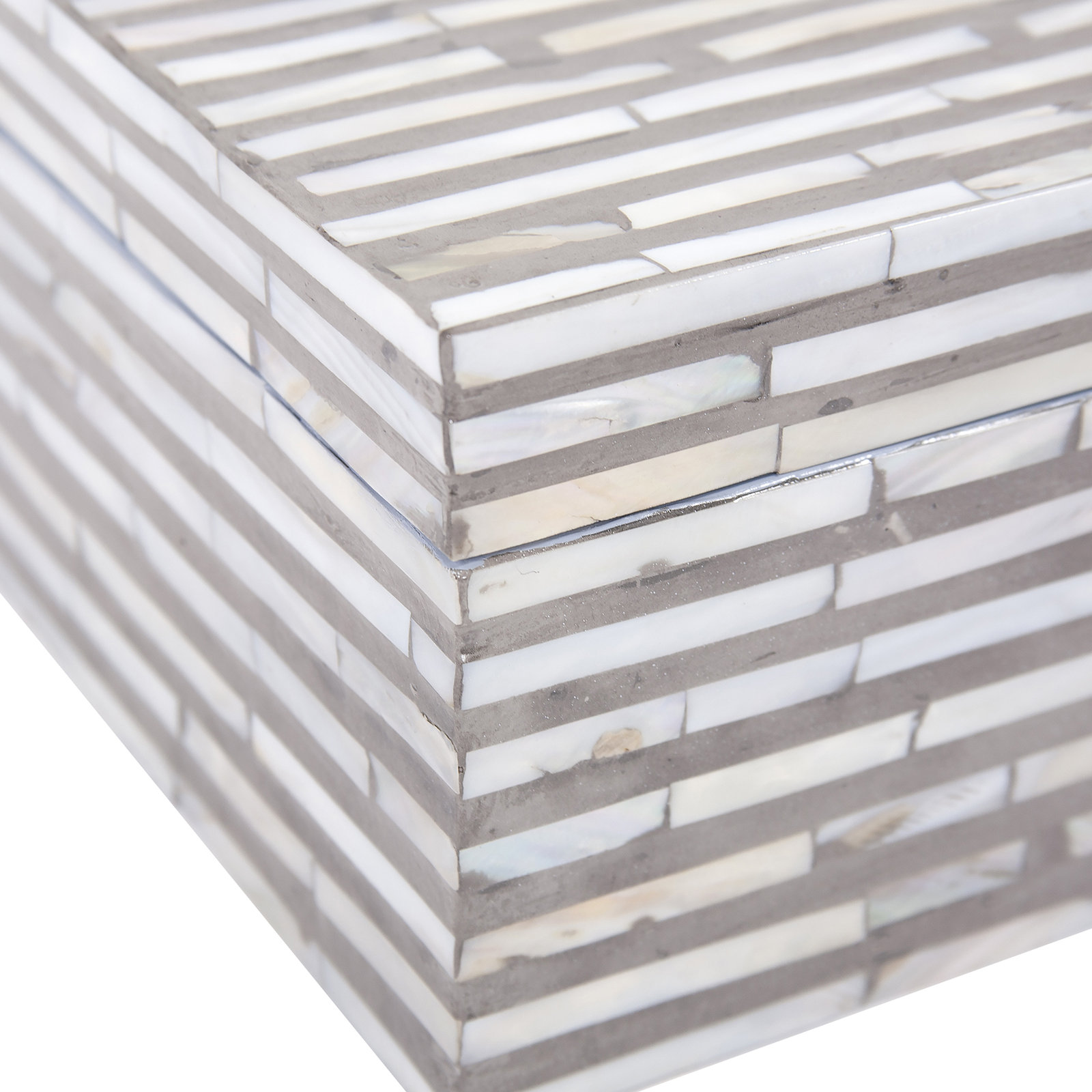 Omega Mother of Pearl Box, 5" H x 14"W x 8" D