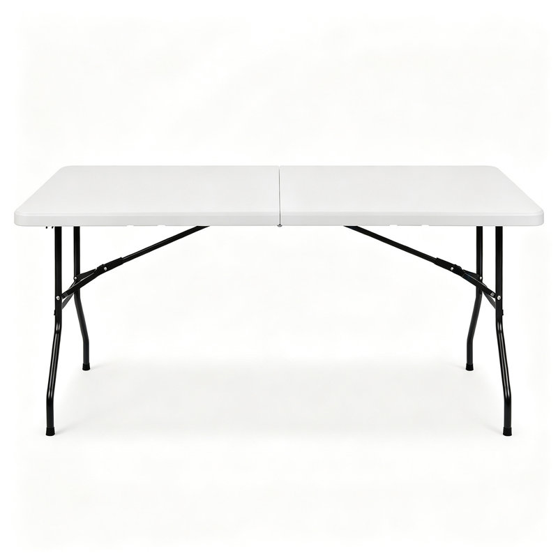Table pliante en plastique robuste de 6 pi, table pliante portative avec poignée de transport pour les événements intérieurs et extérieurs