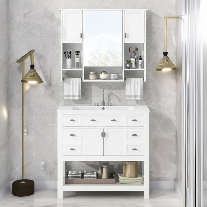 Armoire de salle de bain Tenara, Blanc