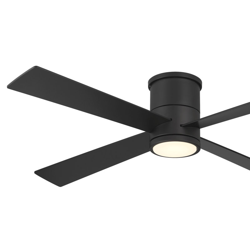 Falco 54" Led Flush Mount Ceiling Fan, Black, Black