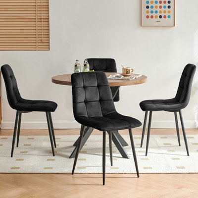 Velvet Dining Chairs Set of 4, Black