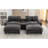 Grey With 111" Depth, Two Removable , Double Cushion, Cup Holders, Ports And Large Storage Box Sectional Chenille 4 Pillows, Charging Hidden For Comfort-785352510