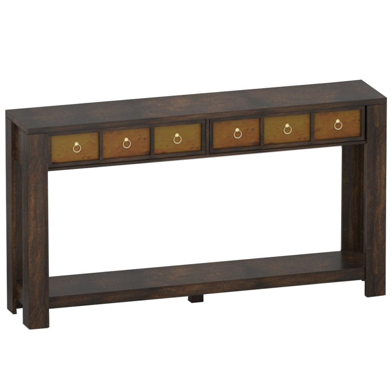 Console 54 po avec 2 tiroirs et une tablette de rangement ouverte, longue table d'entrée en bois pour le couloir et le salon