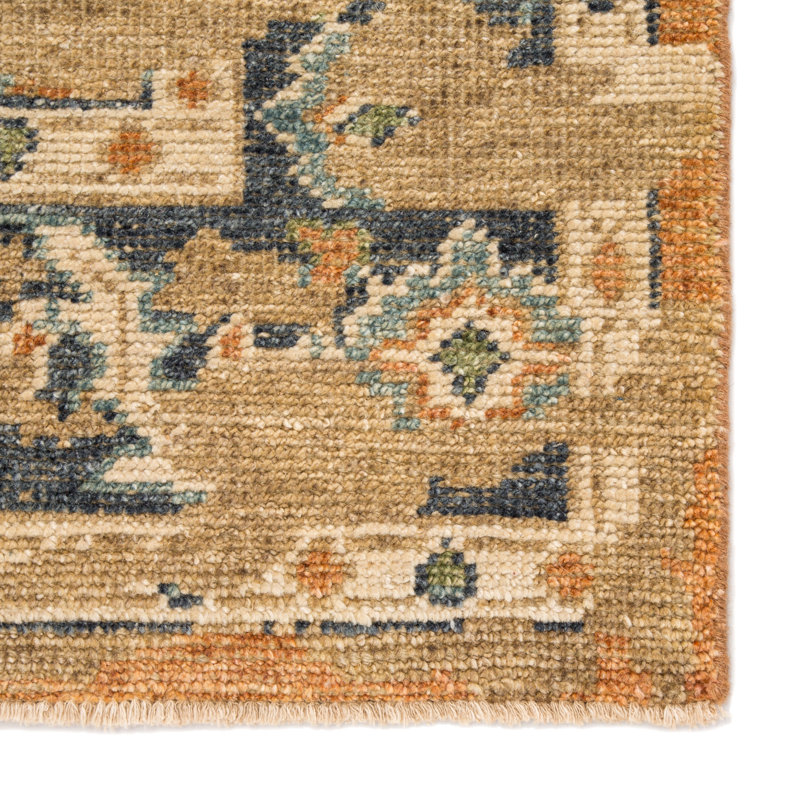 Tapis orange / bleu noué à la main Cortni, Rectangle 8 pi 6 po x 11 pi 6 po