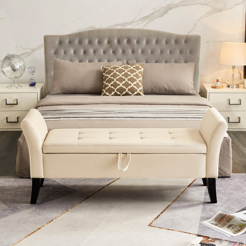 Banc avant beige avec rangement - Élégant et pratique 51,5 "côté salon moderne et