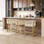 26" Counter Height Bar Stool Barrel Counter Stool With Backrest,Off White Fabric Linen Golden Metal-109318048-112666110