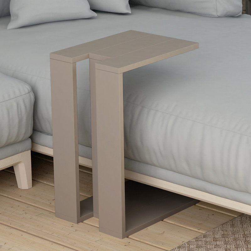 Madelyn Modern Compact C Shape Side Table, Light Mocha