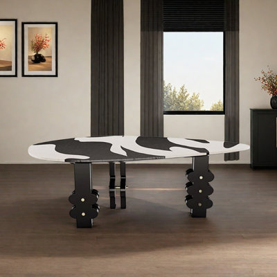 Black White Creative Geometric Art Irregular Table