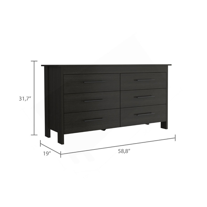 Commode rectangulaire 6 tiroirs Wengé, Wengé
