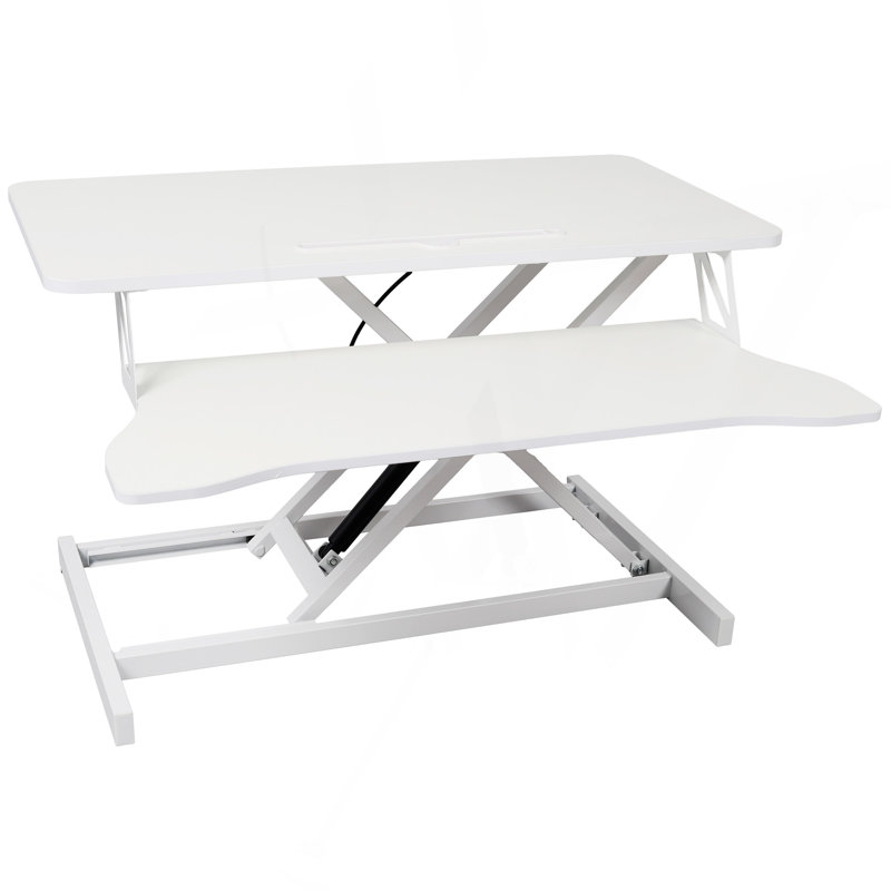 Adjustable Height Standing Laptop Desk,Adjustable Sit To Stand Up Workstation With Keyboard Tray, White