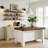 Wood Kitchen Island With Storage Shelf, 55.12" Farmhouse Kitchen Prep Table For Dining Room-1765606559