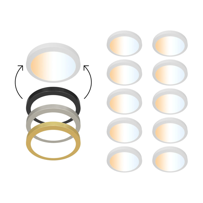 Plafonnier encastré blanc à DEL - mince, bord éclairé - température de couleur réglable 5 CCT - intensité variable 600 lumens