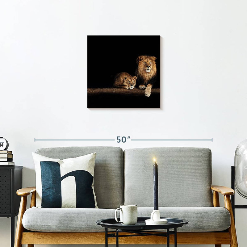 Crowle lion et lionne, H 20 po x l 20 po