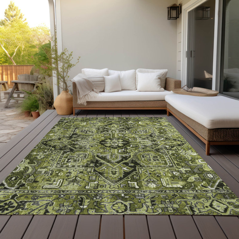 Washable Oriental Indoor / Outdoor Rug, Rectangle 8' x 10'