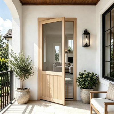 Porte moustiquaire en bois avec cadre et porte moustiquaire extérieure en pin massif non fini avec filet de nylon