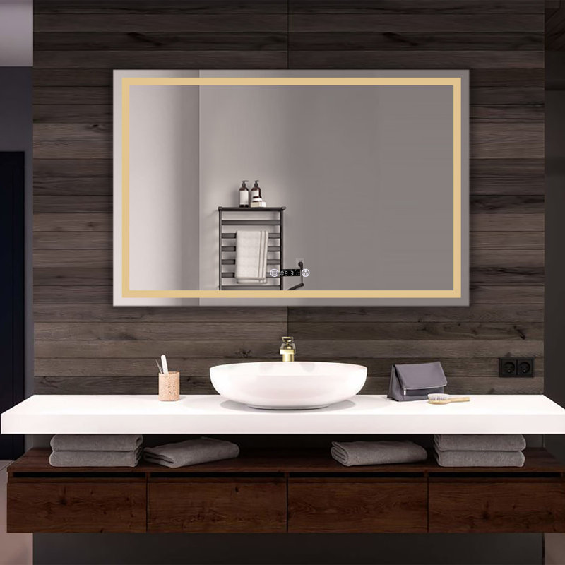 Miroir de salle de bain/ meuble-lavabo biseauté avec éclairage Laniel, 32 po x 59 po